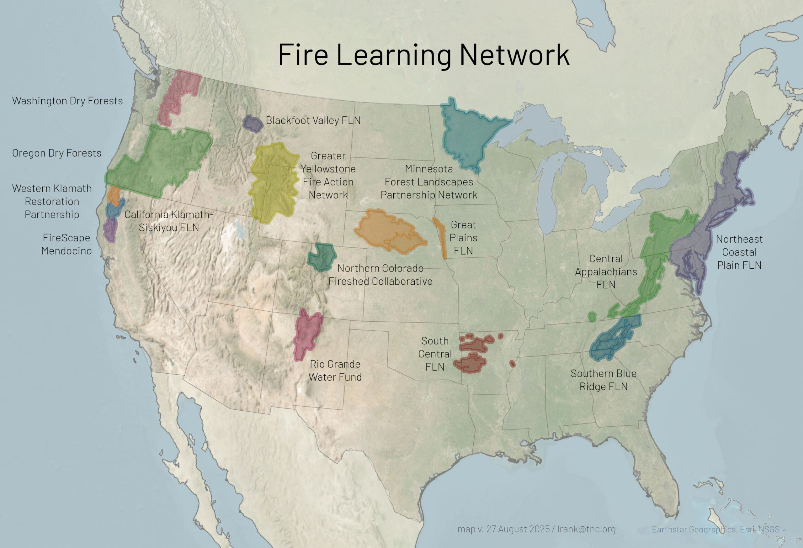 Map showing geographic boundaries of FLN regions