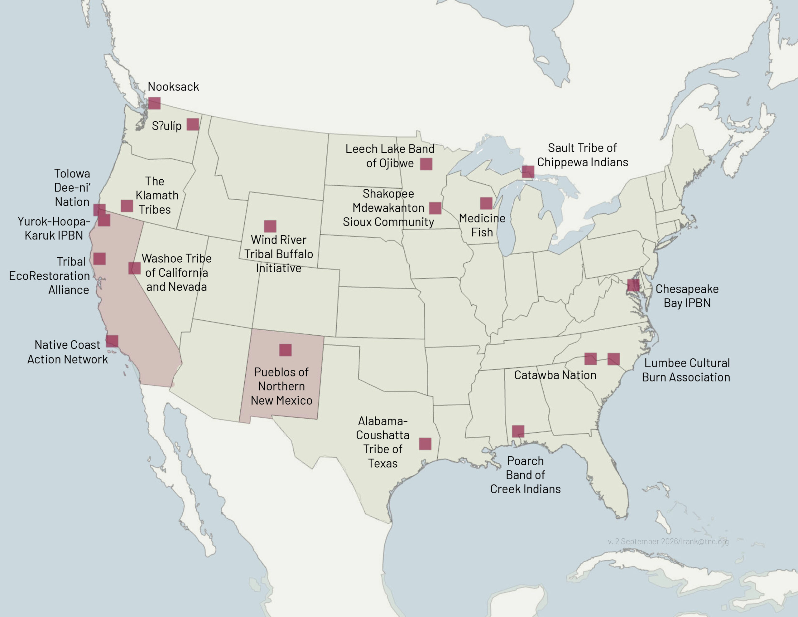 Map showing IPBN members