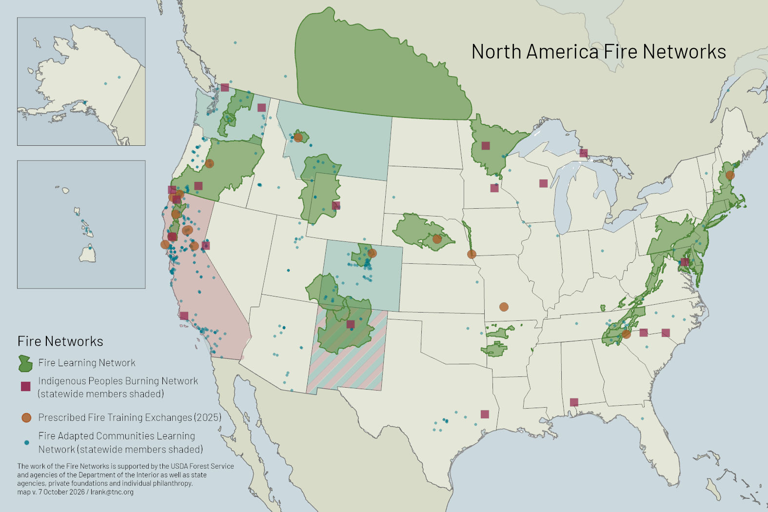 Map showing location of Fire Networks partners and work